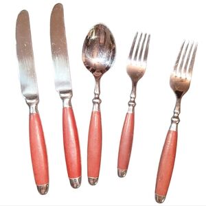 Lot Of 5 Pieces Hampton Silversmiths Vntg Stainless Steel Flatware HSV63 Pattern